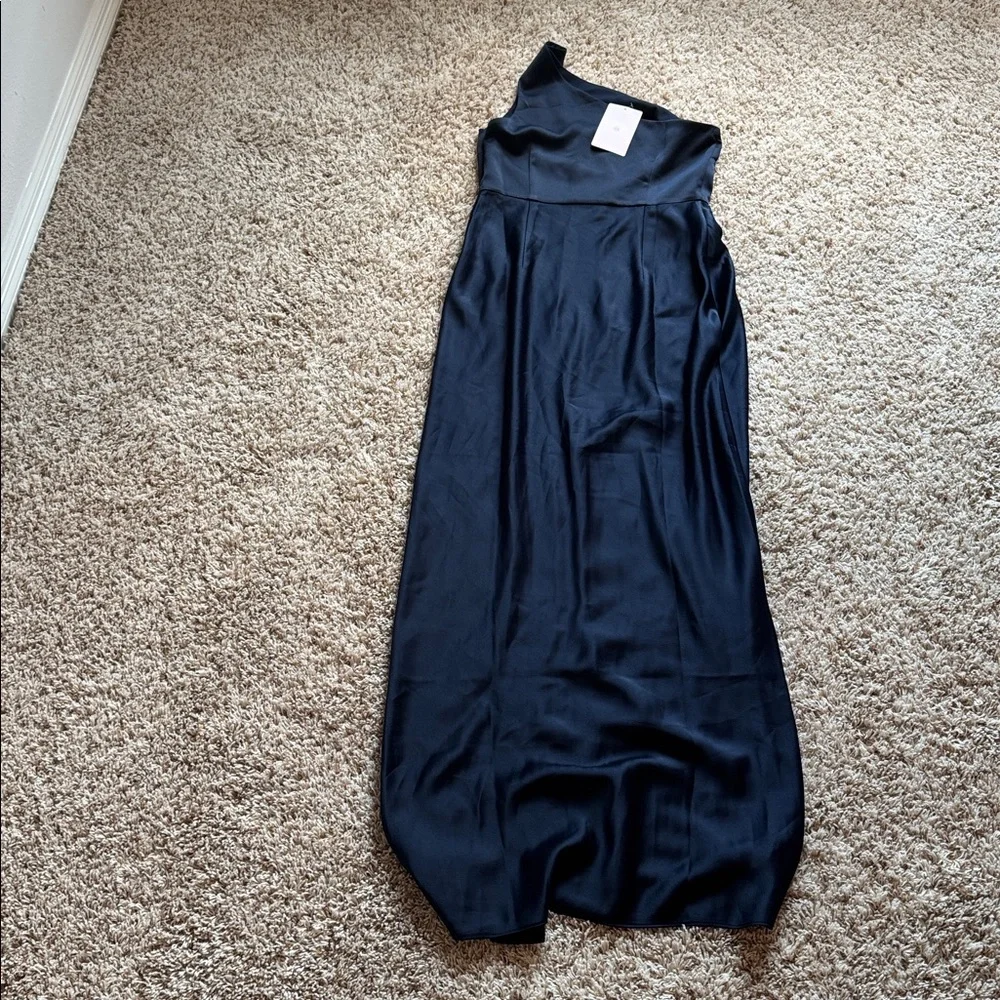 NWT BHLDN Scottie One-Shoulder Side-Slit Stretch Satin Maxi Dress Anthropologie - Picture 9 of 12